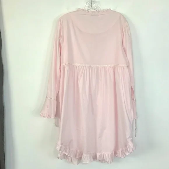Vintage Laura Ashley Parisian Pink Cotton Nightgown Cottagecore Prairie Y2K Sz M - Picture 7 of 16